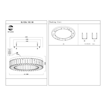 Ceiling Ceiling ST LUCE. SL1226.102.08. Rifrazio. 8x40 W, E14, 61.5x61.5x15 cm, Nickel color-15