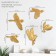 Decoration wall -mounted, plaster panel "birds" 5 pcs, golden