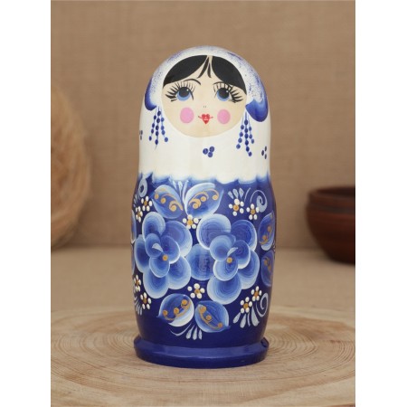 Nesting doll "blue bouquet" 5 puppet-2
