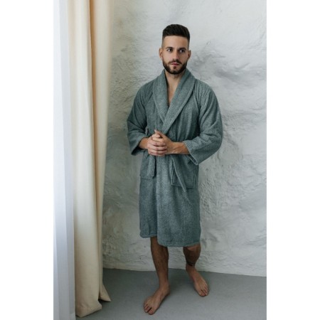 Tainted male bathrobe, size 46, emerald color-2