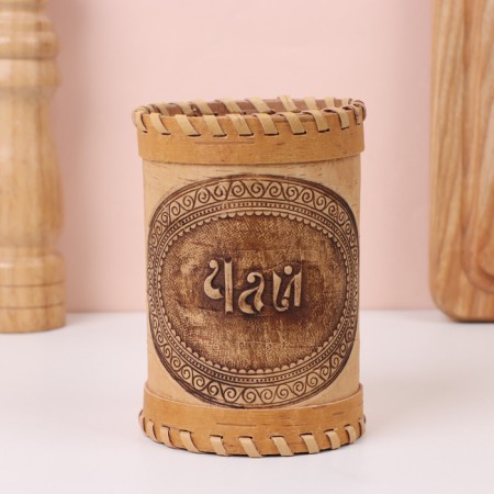 TUES "Tea", with embossing, 8.5 × 8.5 × 12 cm, birch bark-2