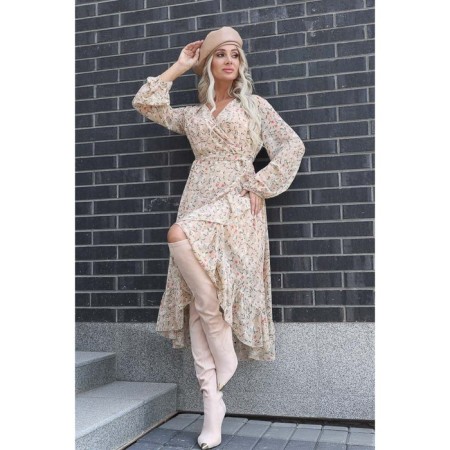Female dress, size 52, beige color-2