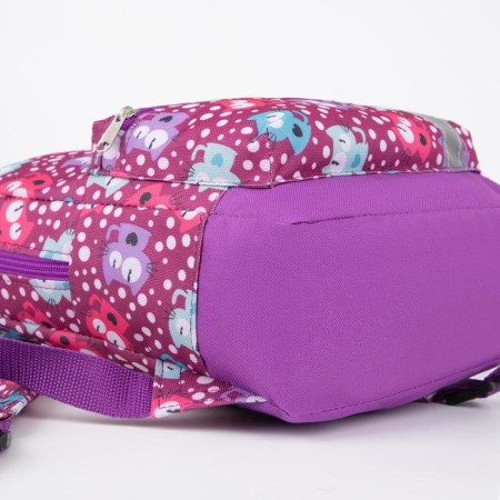 Baby backpack with zipper, external pocket, reflective strip, purple color-4