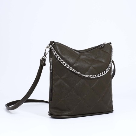 Janelli Cross-Boda Bag on a zipper, outer pocket, khaki color-2