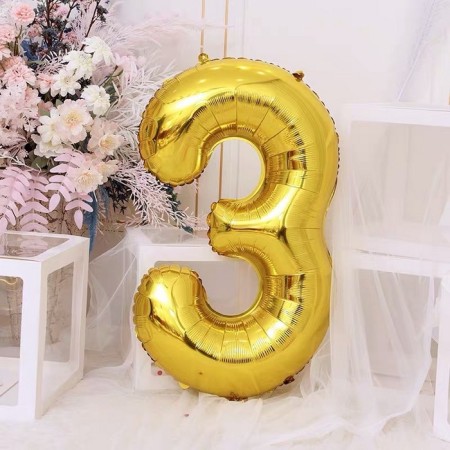 Foil ball 40 "number 3, gold color-1