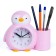 Alarm clock "Penguin", with a pencil, discrete move, D-6 cm, 12 x 14.5 cm, pink