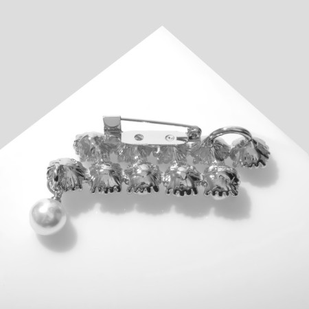 Broch "Beads and rhinestones", colored in silver-1