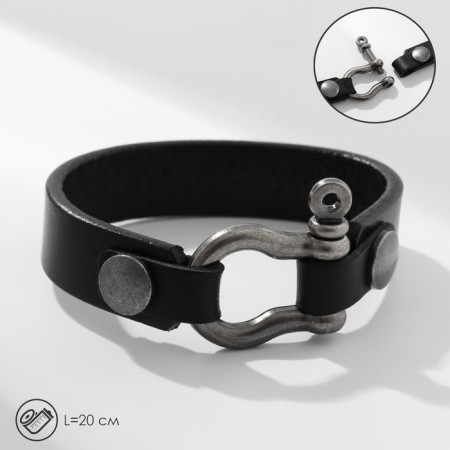 Bracelet Leather "Millennium" on the castle, black color