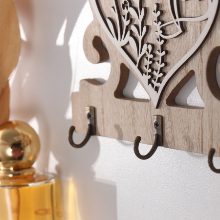Decorative wood hooks "openwork heart with plants" 2.5x14.5x11.5 cm-2
