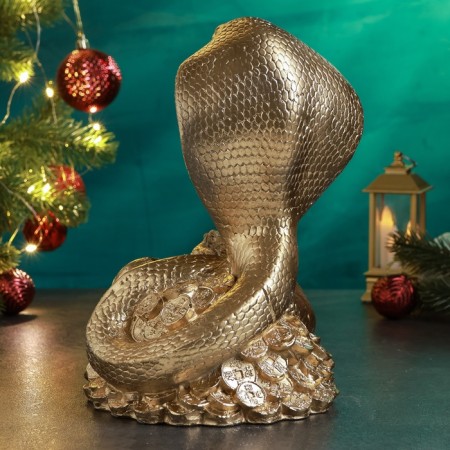 Figure "Snake of Cobra on Money with toad" 25x18cm, gold-2