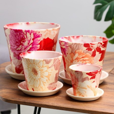 Set of pots Avangard Elegant, 0.3 / 0.8 / 1.7 / 3.2 l, beige red
