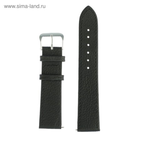 Solomon watch strap, 20 mm, genuine leather, L-20 cm, black with embossing-1