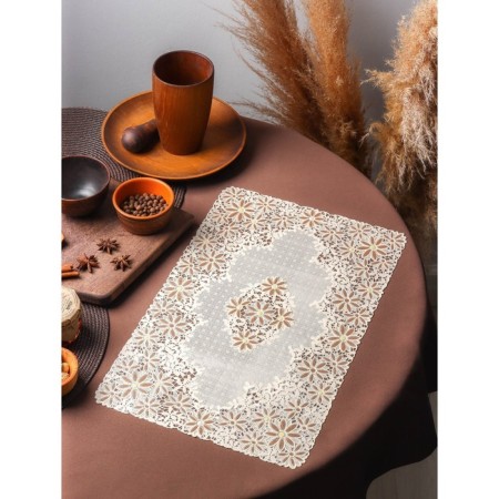 Openwork napkin for the table "Buttercup", 45 × 30 cm, the color of beige-brown-4