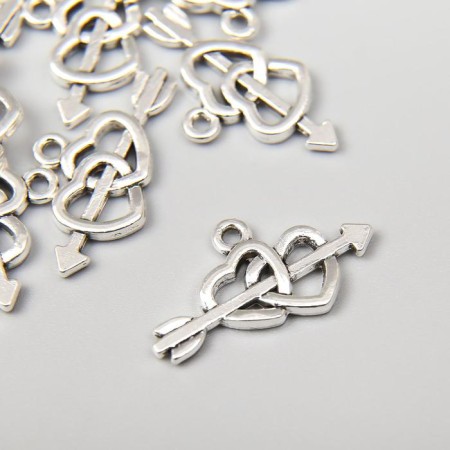 Decor Metal for creativity "Double Heart with an arrow" silver 1x2.3 cm