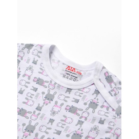 Children's T -shirt on the Bunny buttons, white/pink color, height 68-1