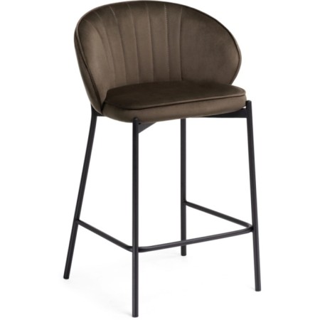 Haric Nile Metal/velor stool, black/chocolate 58x45x92 cm
