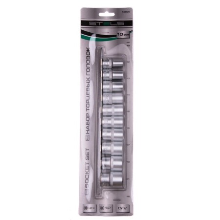 Set of end heads Stels 13600, 1/2 ", hexagonal, CRV, 10-22 mm, 10 pcs.-3