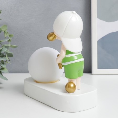 Souvenir Polystone Light "Baby in a white cap, with a gold bubble at the ball" 16.5x8x16 cm-2