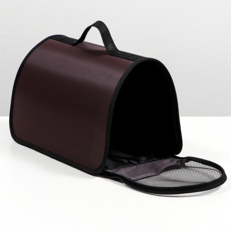 Bag-carrier for animals is hard without belt No. 2, 40x21x25 cm, nylon, brown-3