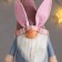 Interior doll "Santa Claus in a pink-blue outfit, in a cap with ears" 48x10x13 cm