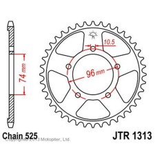 Звезда ведомая JT sprockets JTR1313-42, цепь 525, 42 зубья