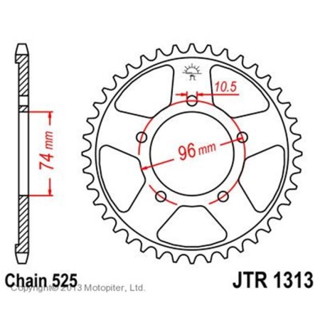 Leader star jt sprockets jtr1313-42, chain 525, 42 teeth