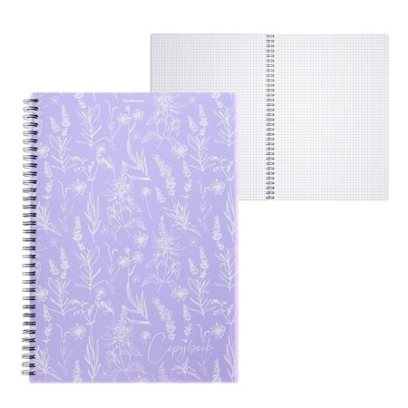 Notebook A4, 80 sheets, cage on spirals, erichkrause, lavender, plastic cover