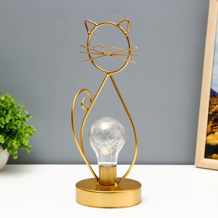Night -night "cat" LED from batteries 3haa gold 11x11x28 cm Risalux-1