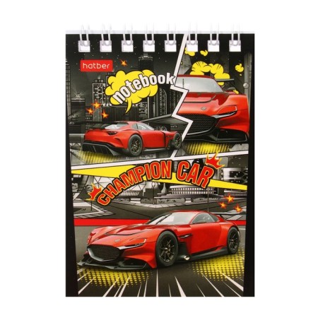 Notepad A7, 40 sheets in a cage on the crest "Auto Champion", covered cardboard, mix-7