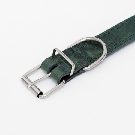 Collar leather two-layer 3.5 cm, Osh 46-58 cm, emerald-3
