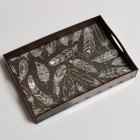 Tray with handles "Fogger", wooden, 30x20x4.5cm-1