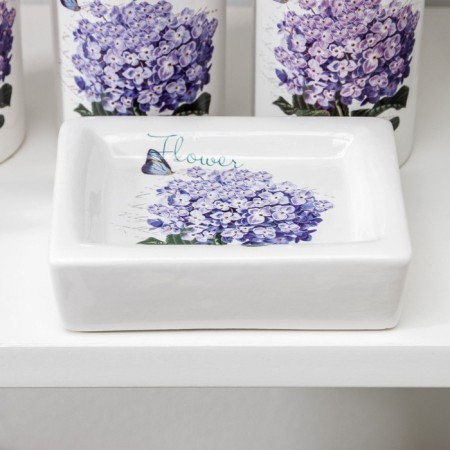 A set of accessories for the lilac bathroom, 4 items (320 ml dispenser, soap dish, 2 glasses 300 ml)-1