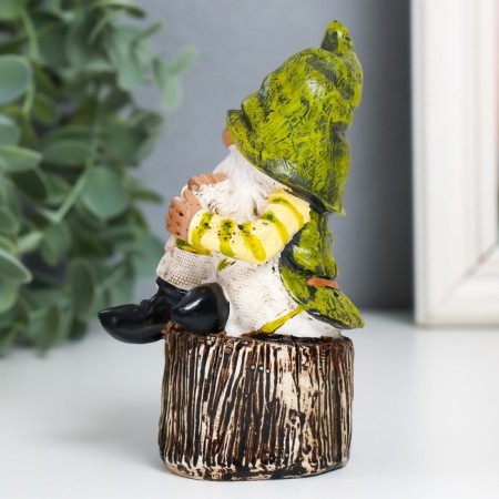 Polystone souvenir "Dwarf in a green cap on a foam" 6.7x5.5x11.5 cm-3