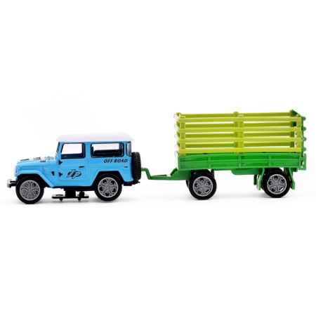 Metal jeep machine, with a trailer, inertial, mix-1