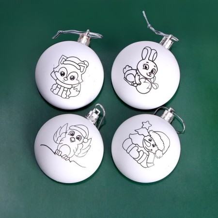 New Year's set for creativity. Christmas balls for coloring "Happy New Year", paints, 4 pcs-5