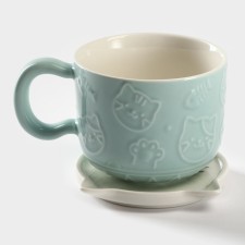 Ceramic mug “Smiling Cat”, 450 ml, blue color