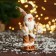 Santa Claus "in a brilliant suit, skiing" 16 cm, golden white