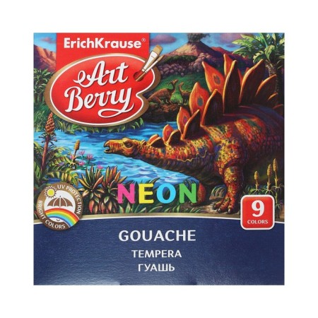 Gouache 9 colors x 20 ml, erichkrause, neon, fluorescent effect, in cardboard packaging-17