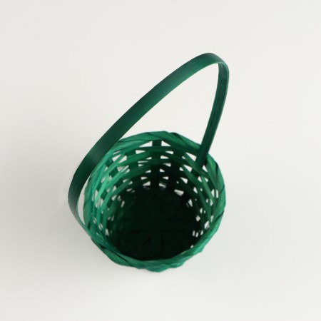 Wicker basket, D13 x h9.5/28cm, bamboo, green-1
