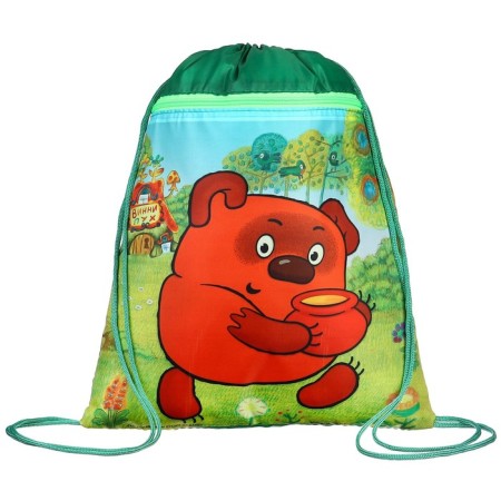 A bag for shoes with a pocket 420*350 mm, Soyuzmultfilm Winnie Puh (soft polyester, density 210d)-2