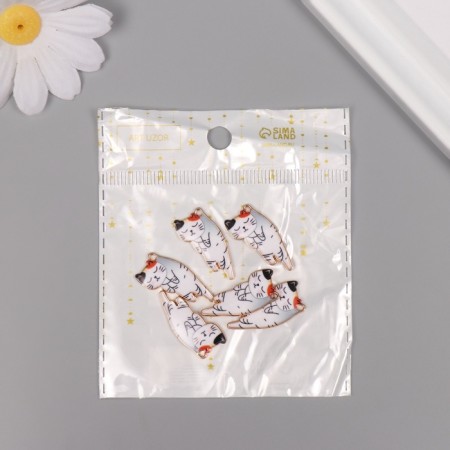 Decor for creativity metal, enamel "Kitty sleeps" 2.5x1.3 cm-3