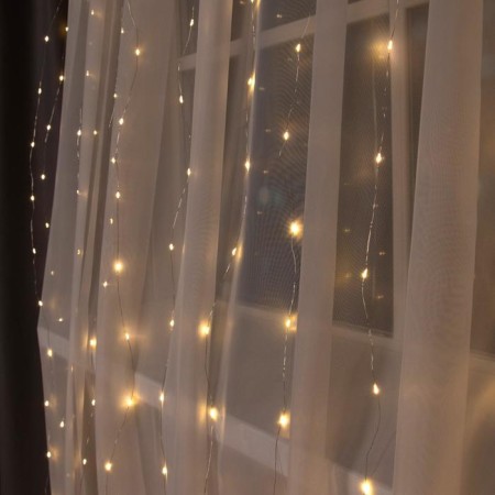 Garland "Curtain" 2 × 3 m Rosa, IP20, silver thread, 450 LED, warm white glow, 8 modes, 220 V-2