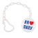 Holder for the nipple - dummy "I love dad", on the chain color is white