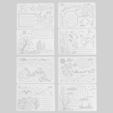 Eastern landscapes stencil with lines set of 8 pcs 21x29 cm