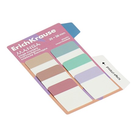 Bookmarks with adhesive edge plastic 25x38 mm, Erichkrause "Manga", 60 sheets 6 colors-1