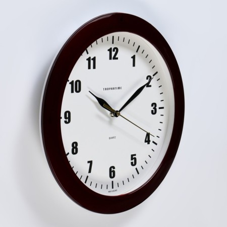 Wall clock, series: classic, d-29 cm, burgundy rim-1