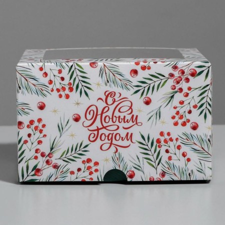 Capcake box "Happy New Year" 16 x 16 x 10 cm, new year-3