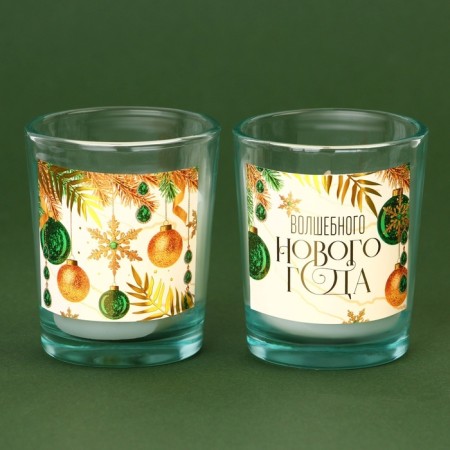 Candles in a glass with aromadiffusor New Year's “Magic New Year”, set, candles 2 pcs., Aromadiffusor 1 pc., Aroma pine-2