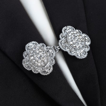Cardigan clamp "Opener", white color in silver-3
