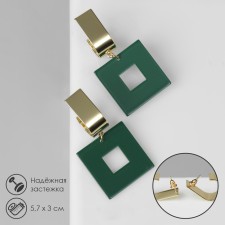 Earrings Assorted Azelia Square, green color in gold